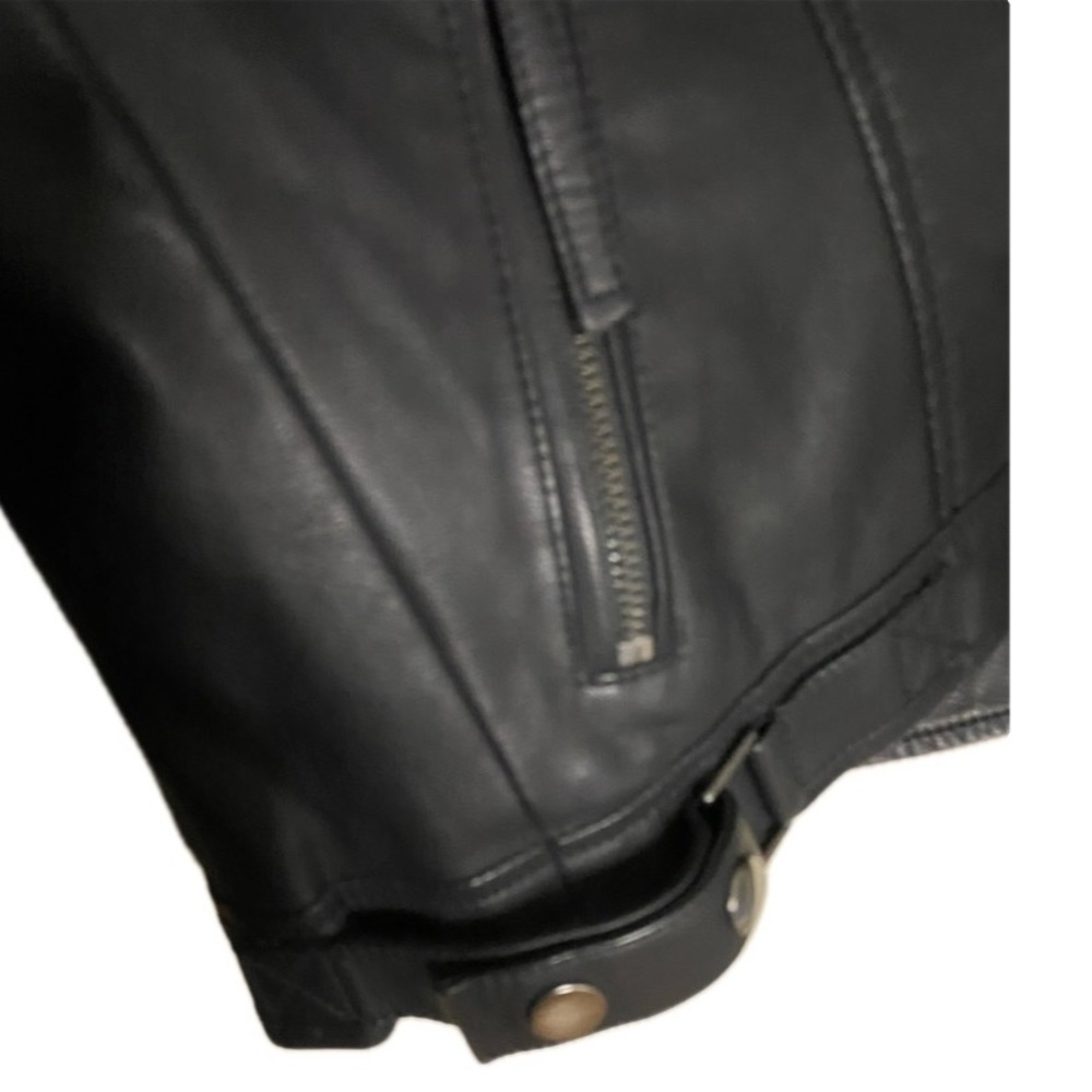 TOPSHOP Women's Black Polly Faux-Leather Biker Jacket Size 4 - Picture 8 of 10